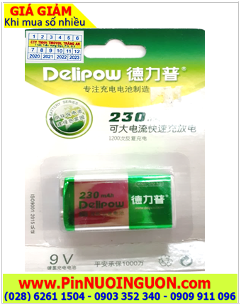 Pin Micro không dây _Pin Karaoke; Pin sạc vuông 9v Micro Delipow 9v 230mAh (Loại Vỉ 1 viên)